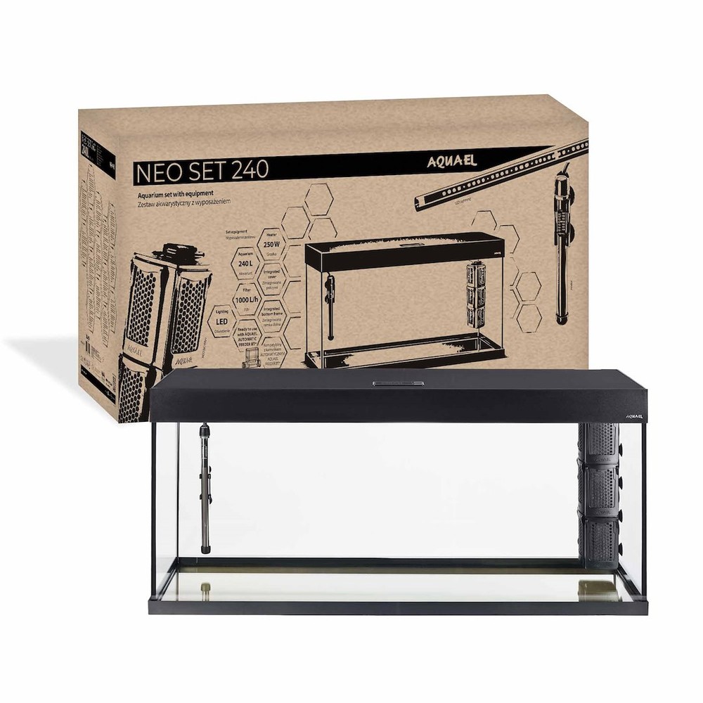 Aquael Zestaw Akwariowy Neo Set 240 Czarny 240L (121x41x56cm) z Filtrem + Grzałką + LED - zdjęcie 2/20